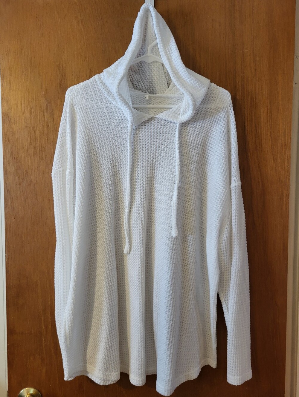 White Hooded Knit Pullover - XL